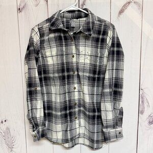 Carhartt Women’s Convertible Plaid Shirt‎ Medium Black White EUC